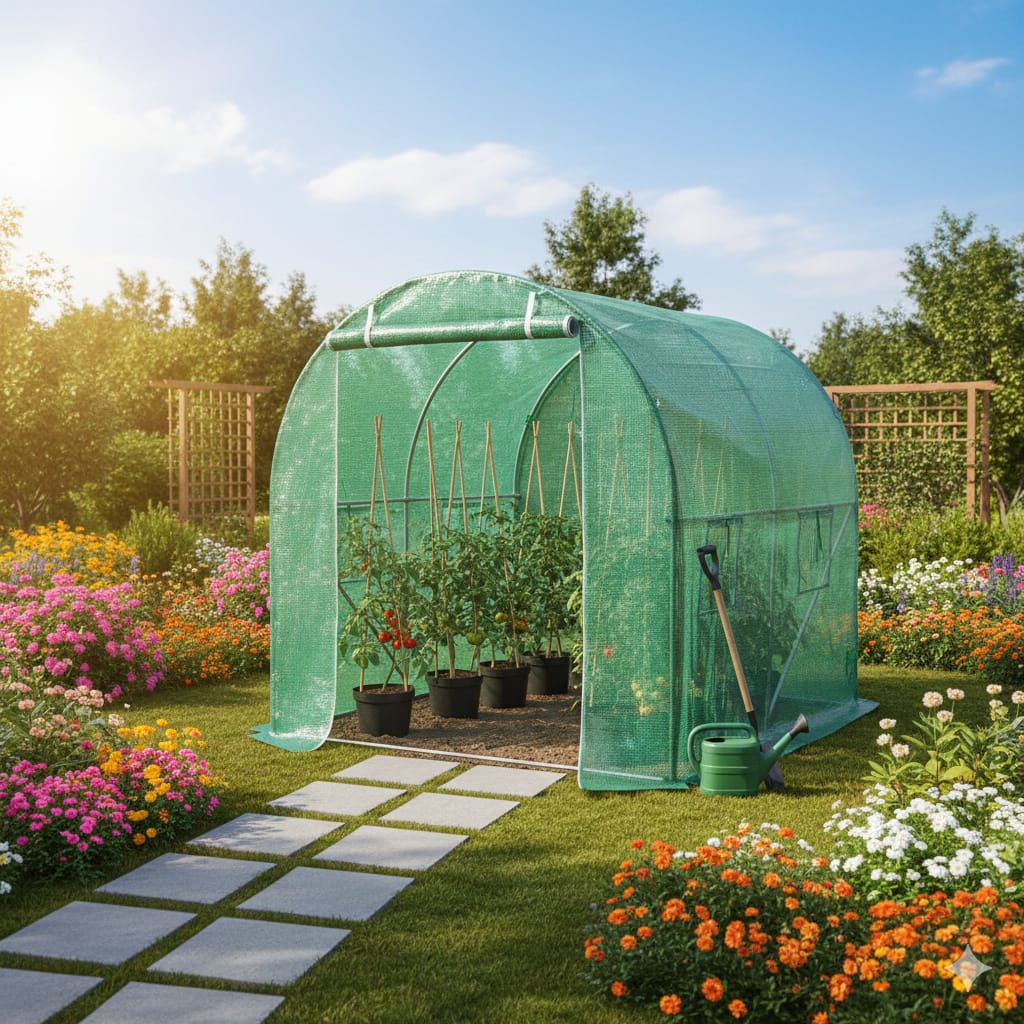 Solar de gradina, Zola, schelet metalic, verde, 4 ferestre, 2x2x2m,4 metri patrati