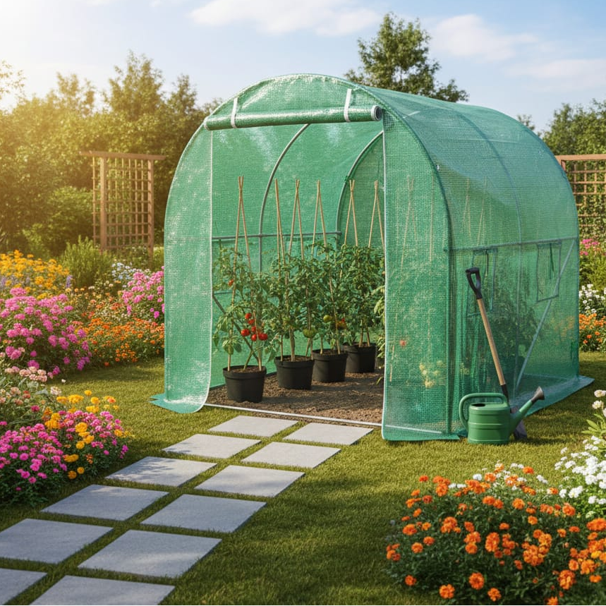 Solar de gradina, Zola, schelet metalic, verde, 4 ferestre, 2x2x2m,4 metri patrati