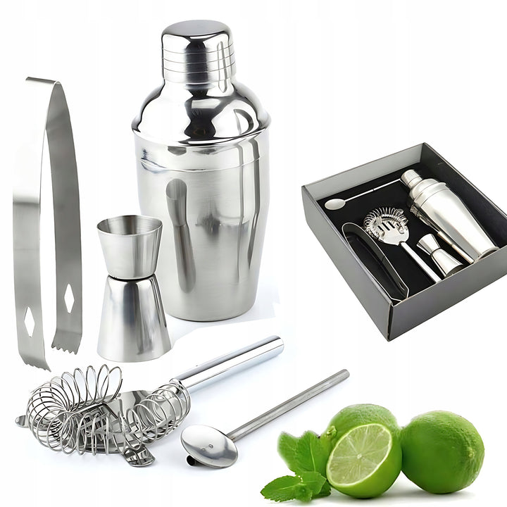 Set barman, Zola®, pentru prepararea bauturilor, cu 5 accesorii, argintii