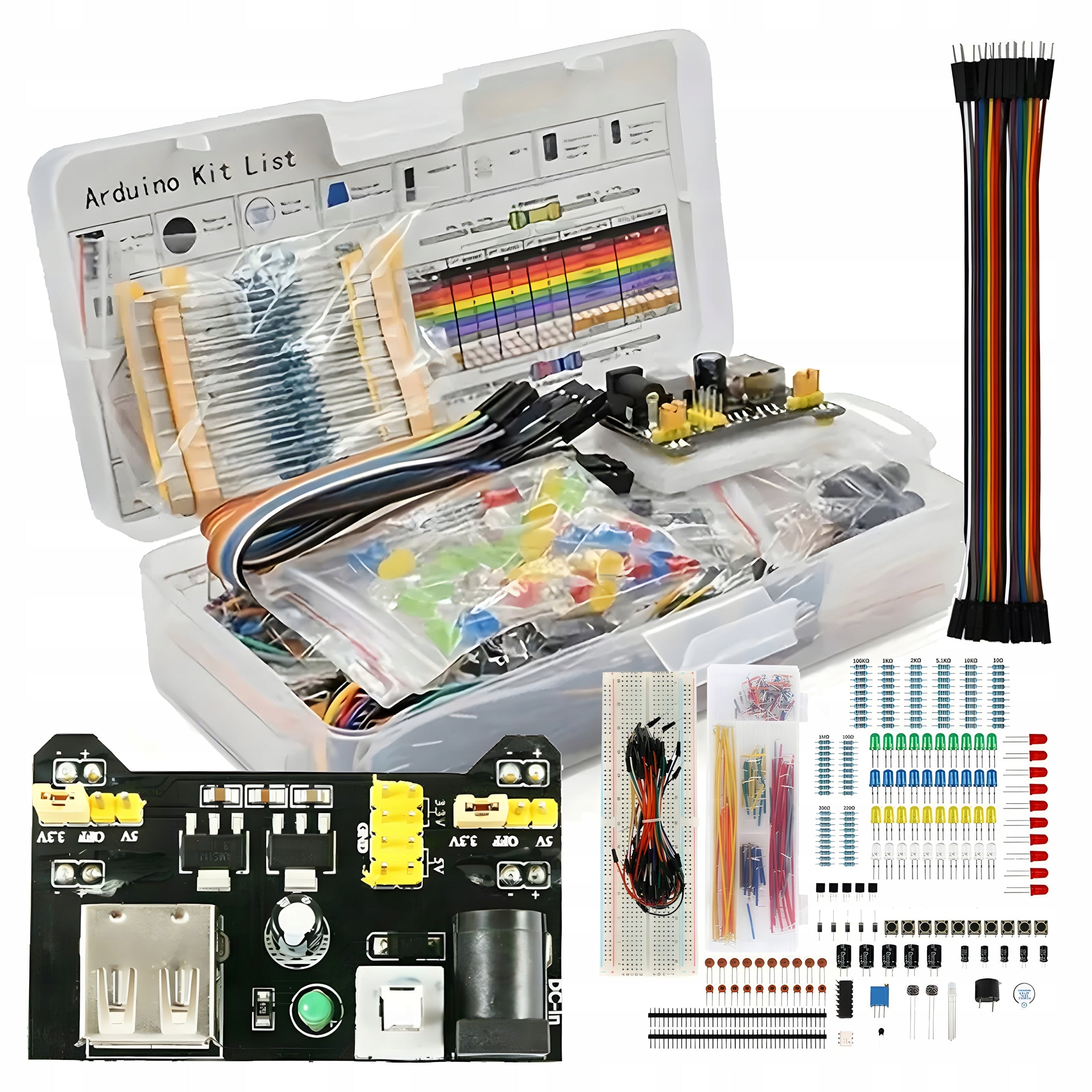 Kit de programare pentru incepatori, Zola, 370 de elemente, modul UNO R3, componente electronice, LED, multicolor