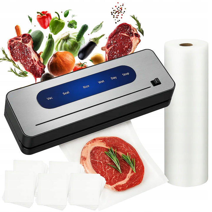 Aparat de vidat si sigilat pungi, Zola, 120 W, putere aspirare 62kPa, lampa sterilizare UV, 50 pungi incluse, 36 x 11 x 5 cm, gri