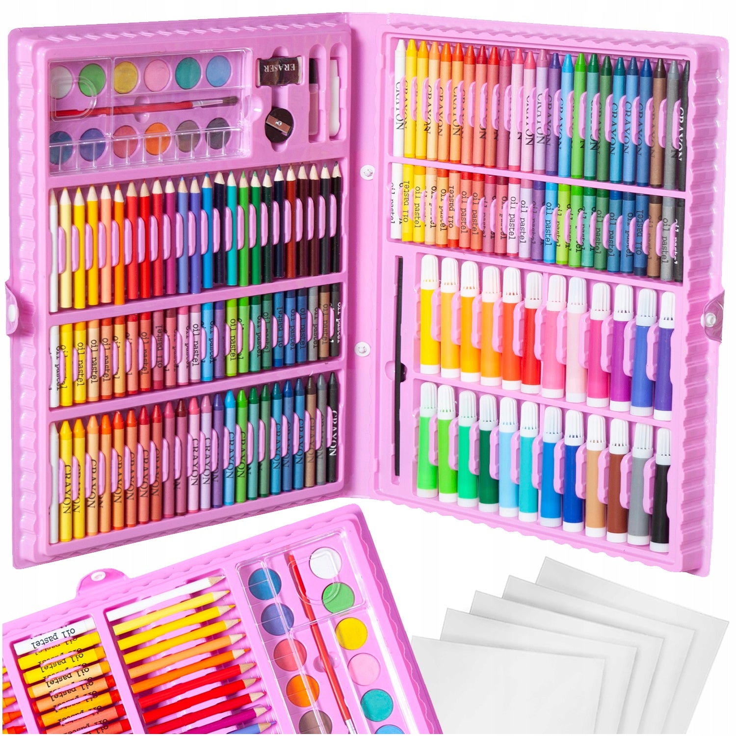 Set pictat si desen, Zola®, gentuta depozitare, 168 piese, roz, 39x33 cm