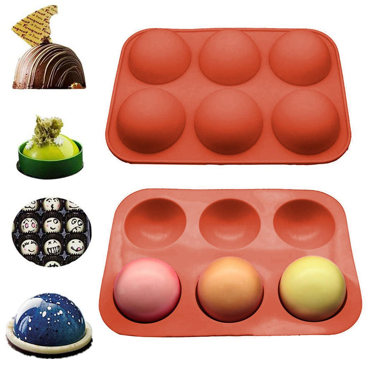 Forma din silicon pentru cupcake si bomboane din ciocolata, Zola®, 6 bile, 19.5x13.5x2.5 cm, maro