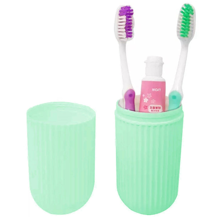 Suport periuta si pasta de dinti pentru calatorie, Zola®, plastic, 18.5 cm, verde