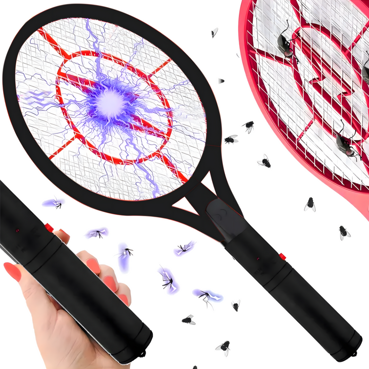 Paleta electrica anti-insecte, Zola, 22 x 51 cm, alimentare baterii, metal, plastic, neagra