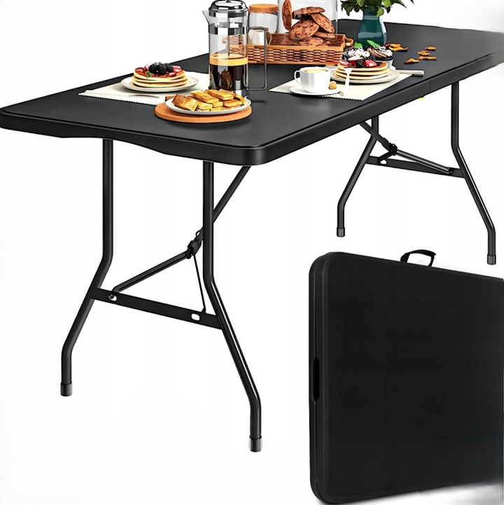 Masa pliabila pentru gradina si camping, Zola, blat HDPE, cadru otel, greutate maxima suportata 100 kg, 180 x 74 x 74 cm, neagra