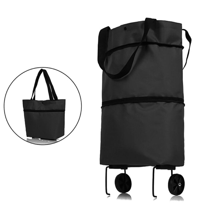Geanta de cumparaturi pliabila, Zola®, cu roti, marime reglabila, 48x27x15 cm, neagra