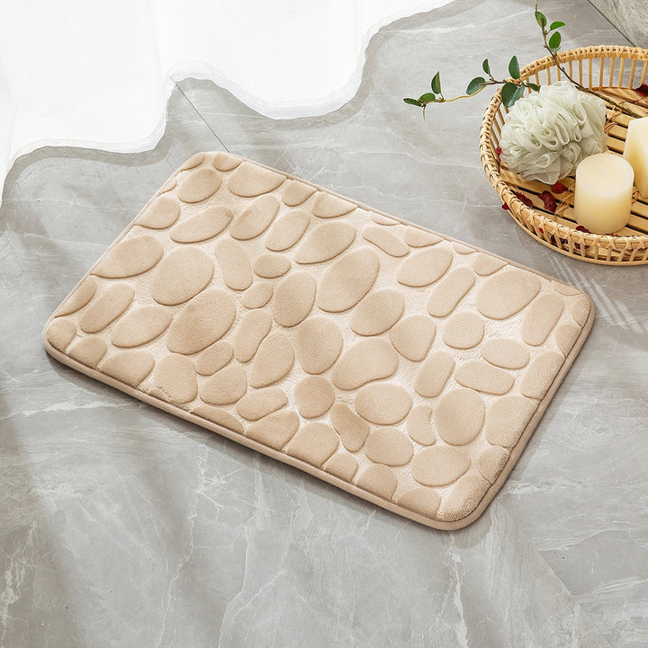 Covor de baie model 3D, Zola®, bej, 60x40 cm, textura moale, antiderapant