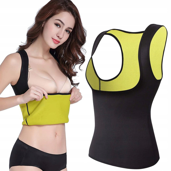 Maiou fitness din neopren dama, Zola®, pentru slabit, negru/verde, marimea XL