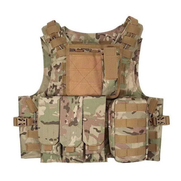 Vesta tactica airsoft, Zola®, reglabila, lungime 55-65 cm, circumferinta 100-140 cm, 1.6 kg, maro camuflaj