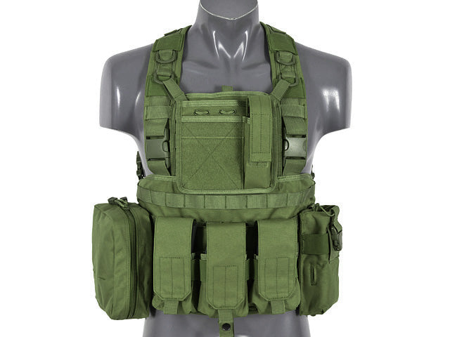 Vesta tactica airsoft, Zola®, fara spate, reglabila, cu buzunare multiple, verde