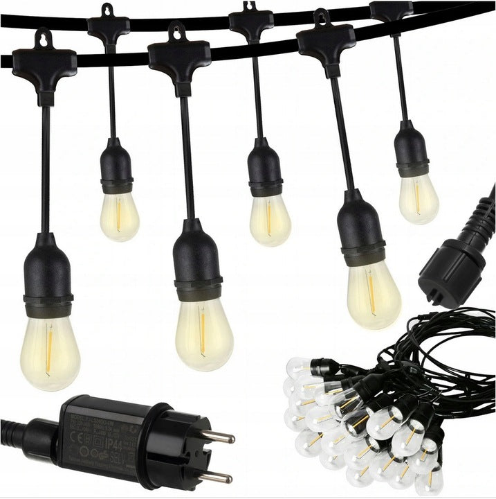 Ghirlanda luminoasa, Zola®, 20 becuri, lungime 1160 cm, 24V, lumina alb cald, clasa impermeabilitate IP44