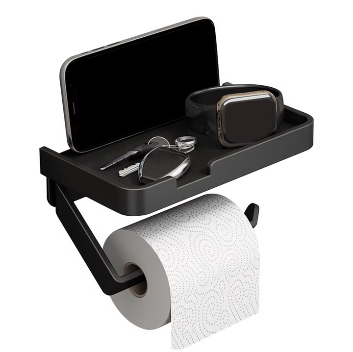 Suport pentru hartie igienica, Zola®, otel inoxidabil,  negru, 18.5 x 9.1 x 2 cm