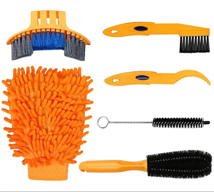 Kit 6 accesorii curatarea bicicletei/motocicletei, Zola®, pentru fiecare parte a vehiculului, plastic