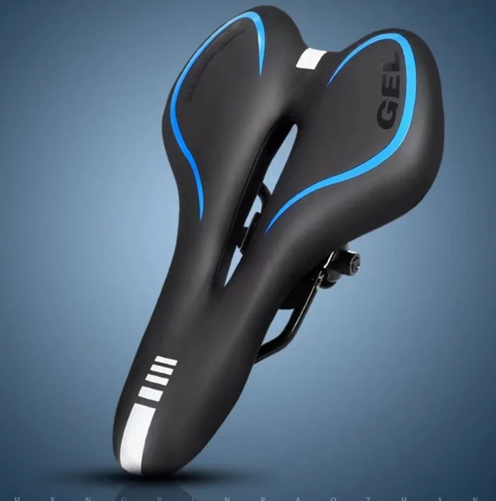 Sa pentru bicicleta, Zola, din gel extrem de confortabil, pe 2 tije, 27.5x16 cm, negru/albastru