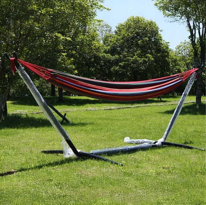 Hamac de gradina cu suport metalic, Zola, material textil, dimensiune hamac 185 x 80 cm, greutate suportata 150 kg, 265 x 100  x 95 cm, cadru din otel