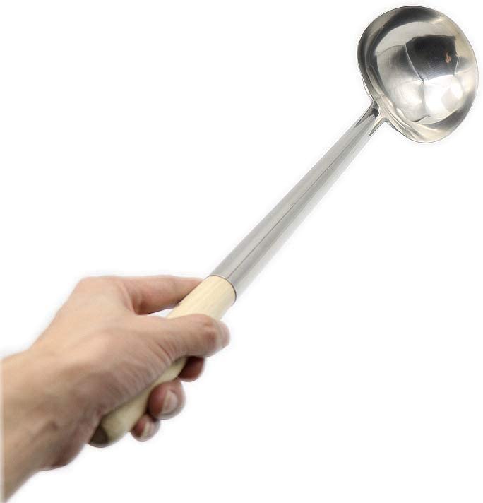 Polonic cu maner din lemn, Zola®, inox, culoare argintie/maro