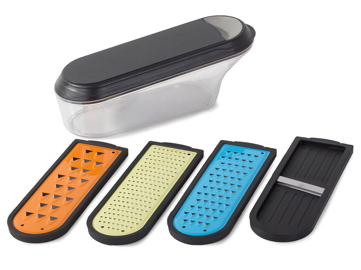 Razatoare multifunctionala cu 4 accesorii, Zola®, recipient din plastic cu capac 600 ml, 26x9x9 cm
