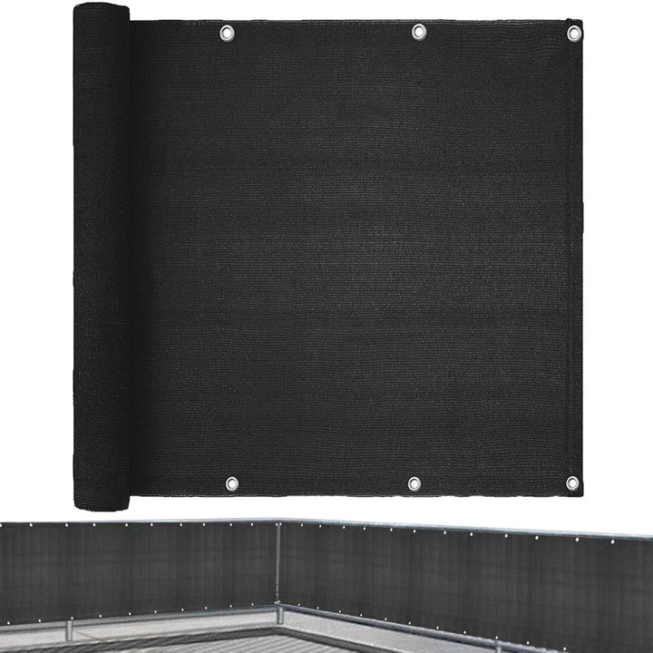 Paravan plasa balcon, Zola, 1.2 x 5 m, 180 g/m², protectie UV 95%, HDPE, inele fixare, negru