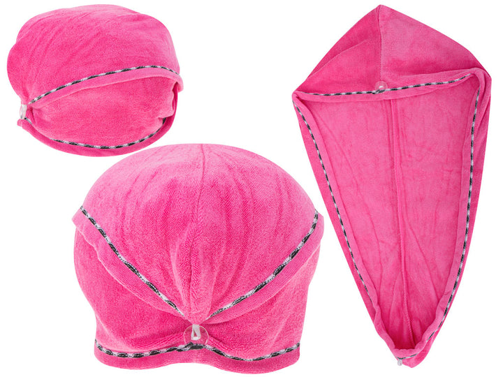 Prosop din microfibra, Zola®, pentru par, tip turban, roz, 67x24 cm