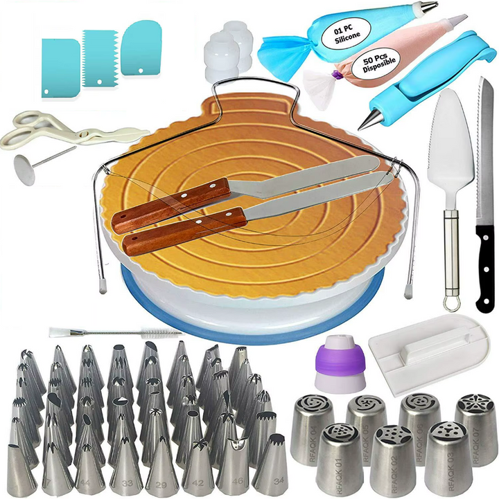 Set decorare prajiturii, Zola, 124 piese, accesorii din plastic si inox