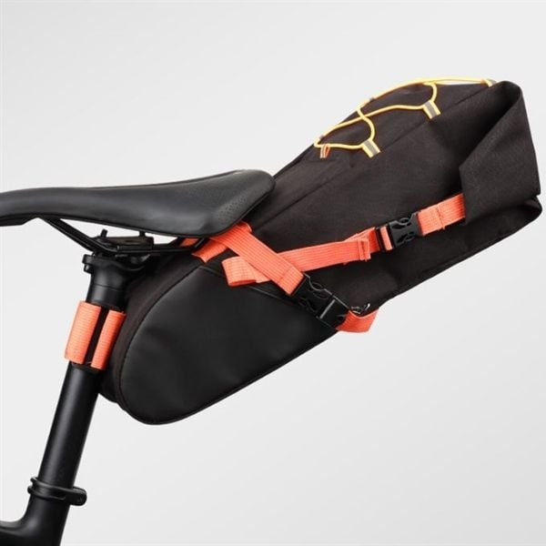 Geanta bicicleta, Zola, montare sub sa, capacitate 10 l, impermeabila, 43 x 15 x 14 cm, neagru/portocaliu