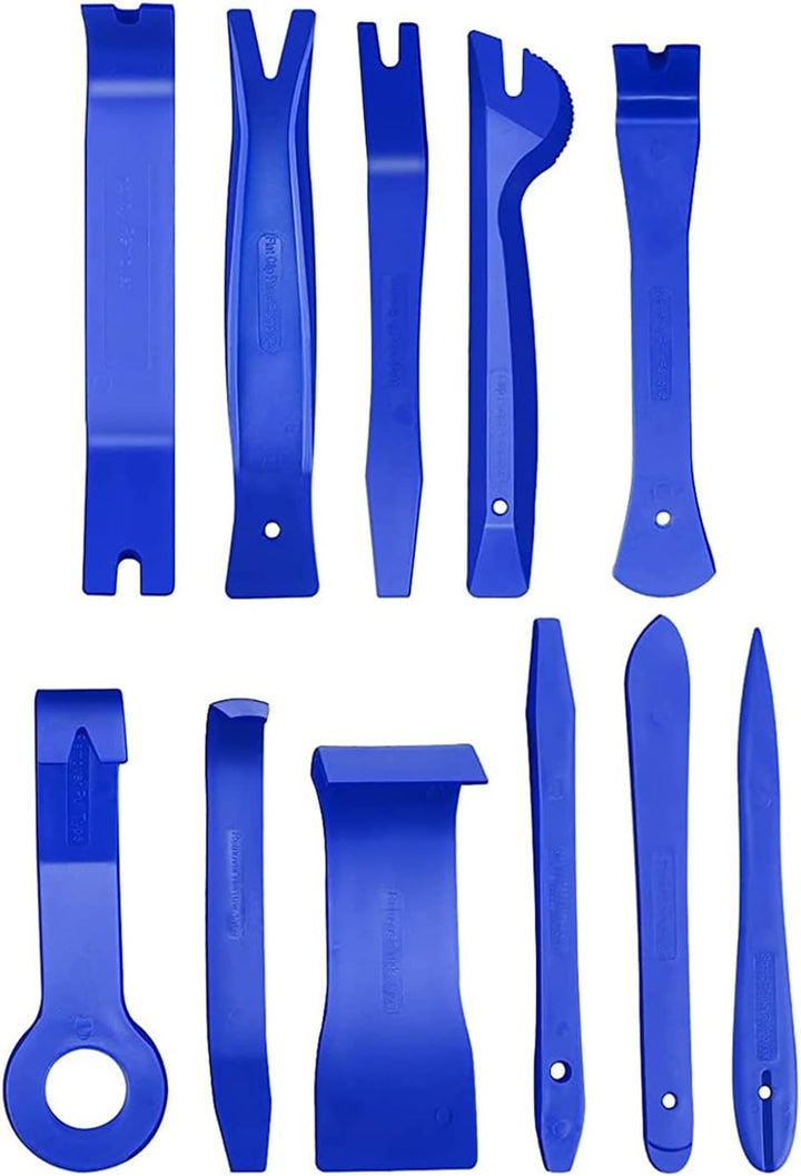 Set profesional cu 11 chei extractoare, Zola®,  pentru demontarea tapiteriei auto sau a radioului, albastru