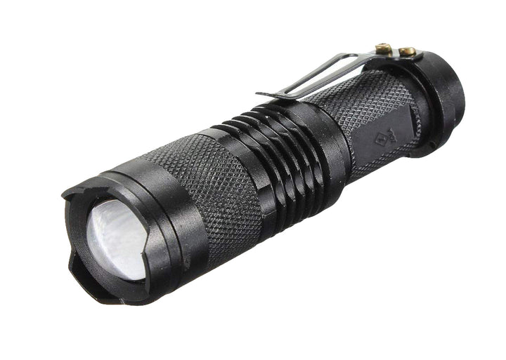 Lanterna tactica de buzunar cu dioda UV, Zola®, carcasa din aluminiu, husa depozitare, neagra, textura anti-alunecare