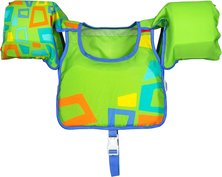Vesta de inot cu maneci pentru copii, Zola,  umplutura din spuma, verde, 3-6 ani, greutatesuportata 13-30 kg, inchiderii reglabile cu doua catarame,  29 x 27 cm, verde