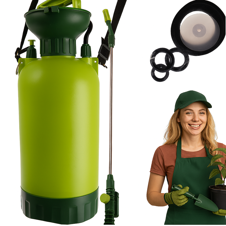 Pulverizator manual de gradina cu presiune, Zola, capacitate 5l, 2.76 bar, lancie 40 cm, furtun 110 cm, curea de umar reglabila, 44 x 18 x 18 cm, verde