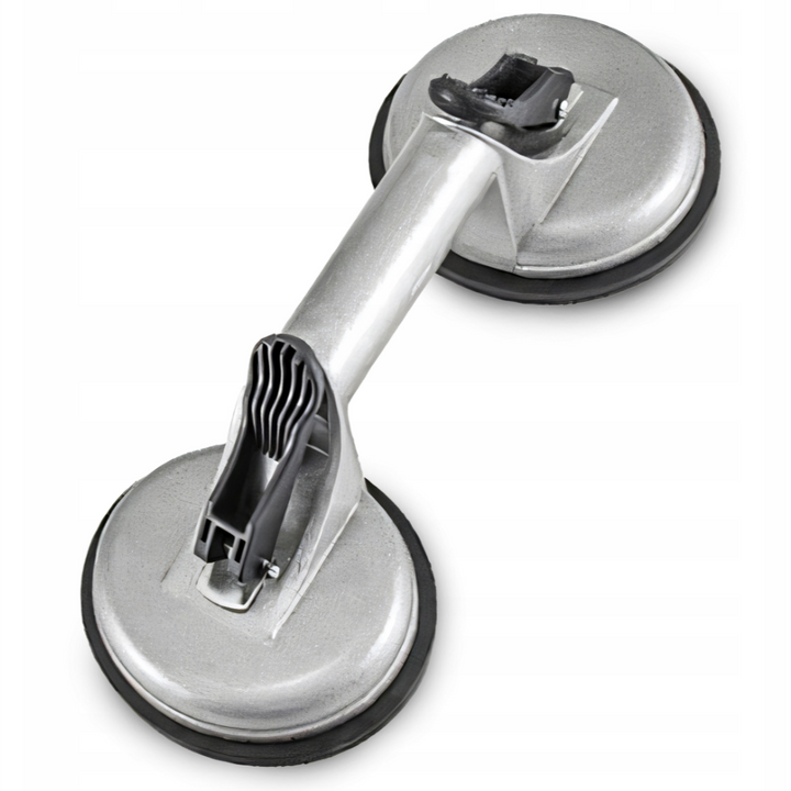 Ventuza dubla pentru sticla si gresie, Zola, vid puternic, suport 60-100 kg, pentru geamuri, placi, oglinzi si gresie, aluminiu, 2 x 11.5 cm