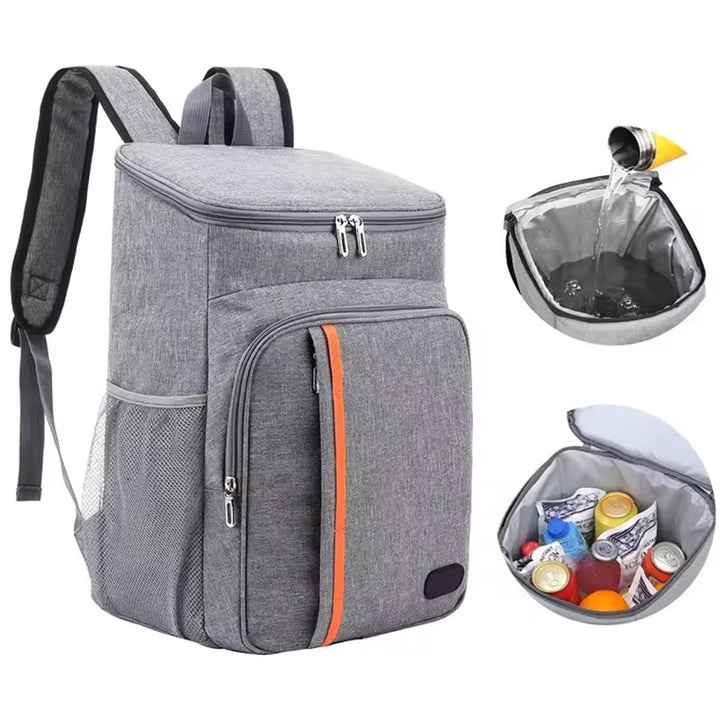 Rucsac termoizolant pentru drumetie, Zola, buzunare cu fermoar, 18 litri, 42x29x19 cm, gri