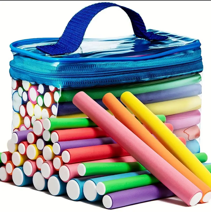 Set 42 bigudiuri flexibile, Zola, 7 marimi diferite, odulare fara caldura, geanta depozitare, multicolore