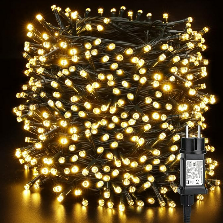 Instalatie LED de Craciun, Zola, 500 LED-uri, 35 m, IP44, 6W, alb cald, 8 moduri iluminare, pentru exterior/interior