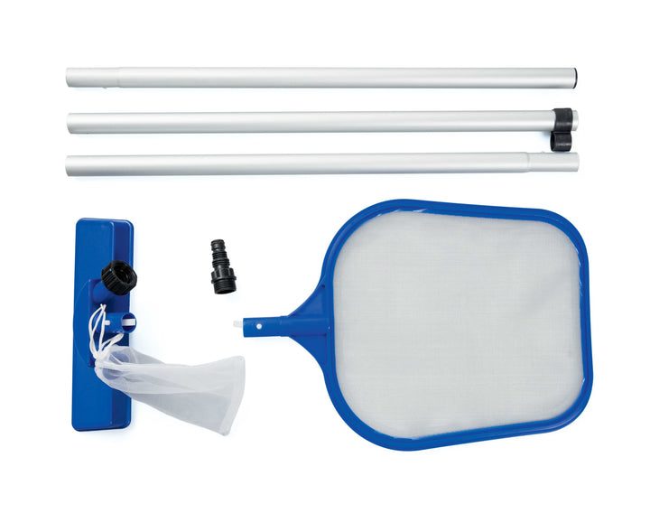 Set de curatare piscina, Zola, maner telescopic 174cm, conexiune furtun apa, plasa colectare