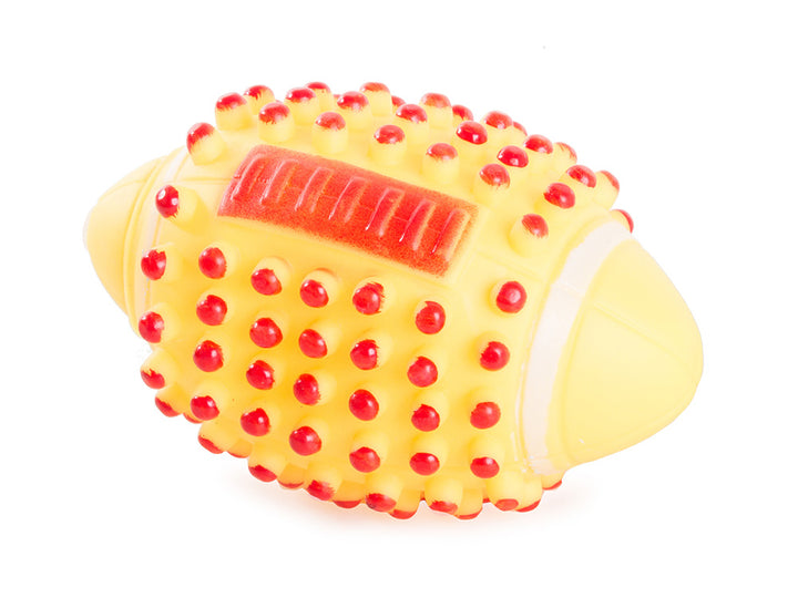 Jucarie pentru caini, Zola®, minge rugby, sunet, 11 cm, galbena