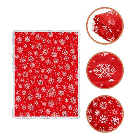 Patura dubla pufoasa, Zola, 130 x 170 cm, model fulgi, calduroasa si confortabila, poliester, rosu/alb