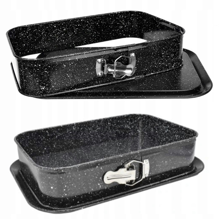 Forma de copt dreptunghiulara cu baza detasabila, Zola, pentru torturi si prajituri, otel, 39.5 x 28 x 8 cm, gri