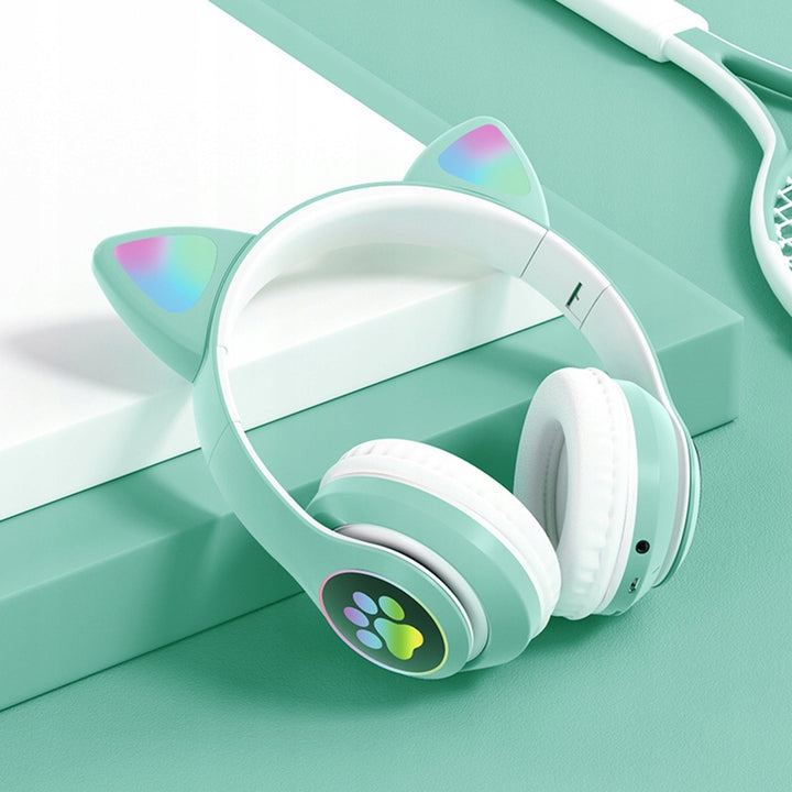 Casti audio Wireless, Zola®, model pisicuta cu urechi, pentru copii, albastru deschis