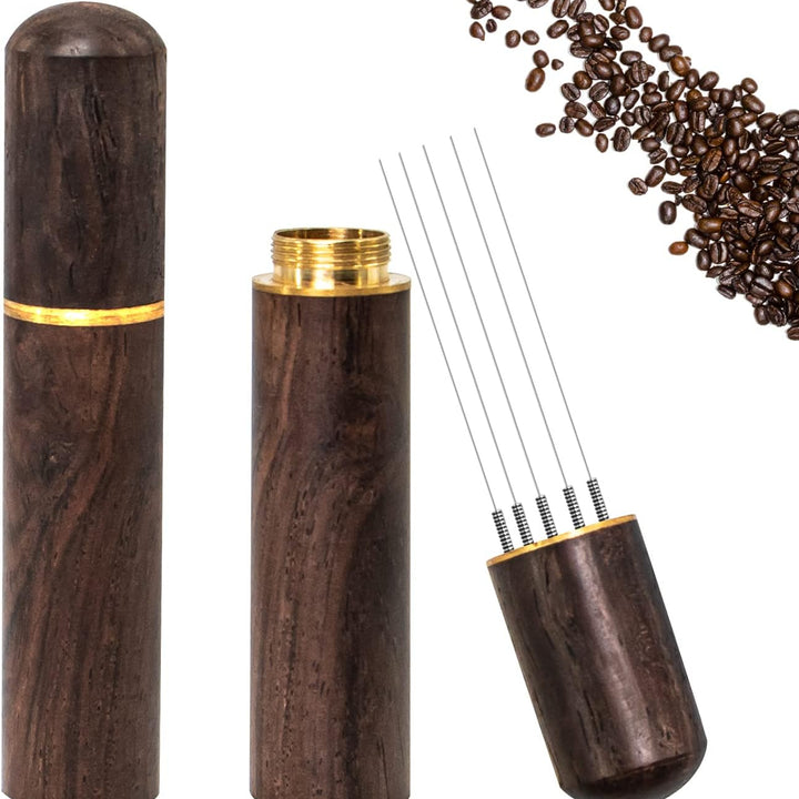 Distribuitor de cafea in portafiltru, Zola, 5 ace, maner confortabil, carcasa, 18 x 83 mm, maro