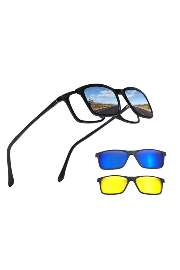 Ochelari de soare, Zola®, 3 in 1, pentru soferi, biciclisti, schiori, cu husa pentru depozitare, neagra si laveta de curatare
