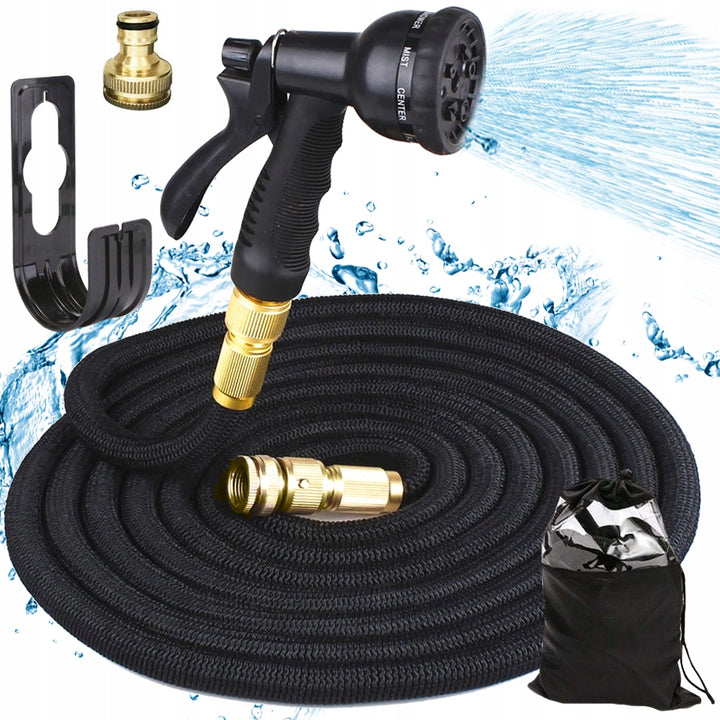 Furtun de gradina,  Zola®, flexibil si extensibil, cap de prindere, saculet de depozitare, 10-30 m, negru