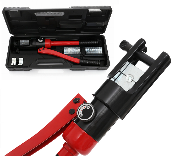 Cleste hidraulic pentru sertizat cabluri, Zola, 16-300 mm², forta presare 10 T, 11 matrite incluse, pentru papuci electrici, cutie depozitare