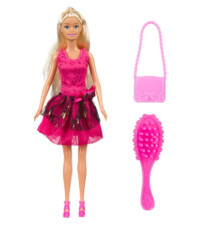 Papusa Betty, cu fundita gentuta si pieptan roz, 30 cm Zola®