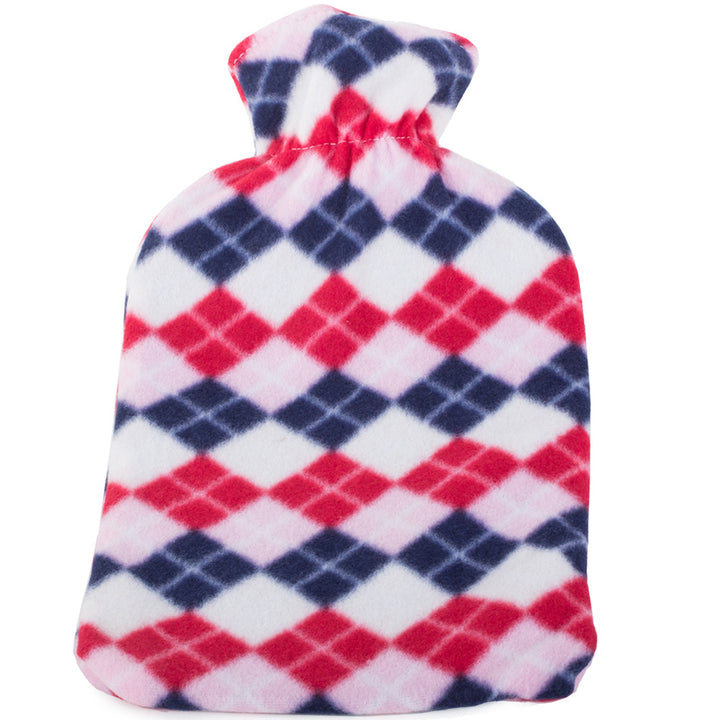 Perna pentru apa calda, Zola, capacitate 1.7l, din cauciuc,  cu husa pufoasa, romburi multicolore