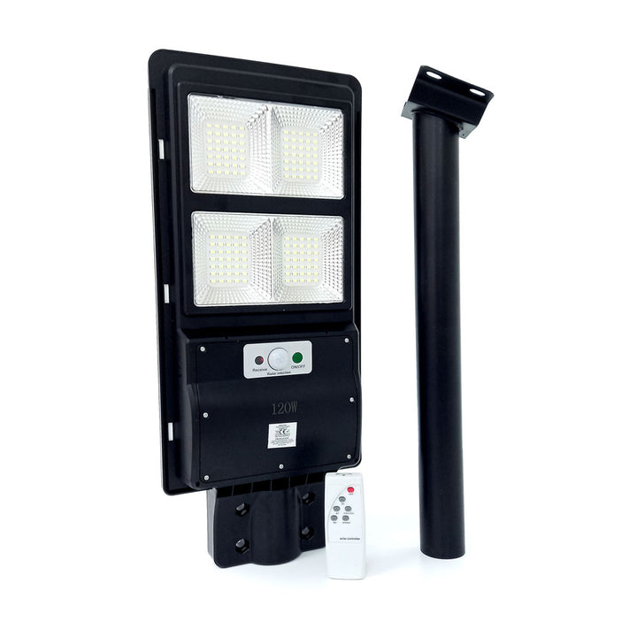 Lampa solara stradala LED, Zola®, 120W, neagra, dreptunghiulara, cu telecomanda