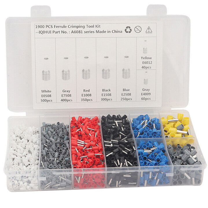 Set 1200 pini terminali, Zola®, pentru conductori electrici, ferule, multicolori
