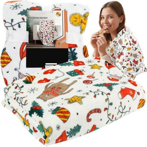 Patura pufoasa festiva, Zola,  150 x 200 cm, model Mos Craciun, poliester