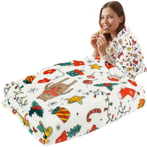 Patura pufoasa festiva, Zola,  150 x 200 cm, model Mos Craciun, poliester