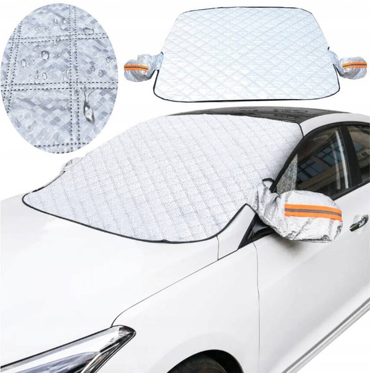 Parasolar anti-inghet protectie parbriz si oglinzi, Zola, 147 x 120 cm,  prindere 6 magneti, poliester 190T, impermeabil, gri
